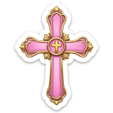 make catholic cross with very girly pink tones. sticker