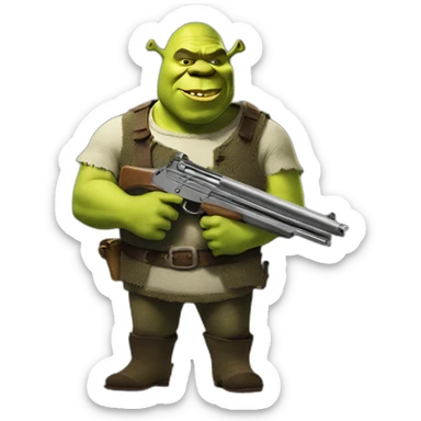 shrek with a gun sticker