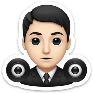 a speaker with eyes Black and buttons sticker