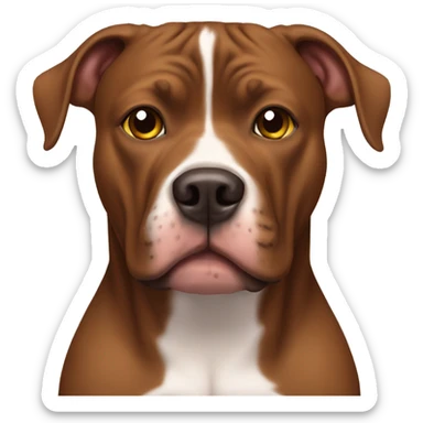 sick all brown pitbull with white chest sticker