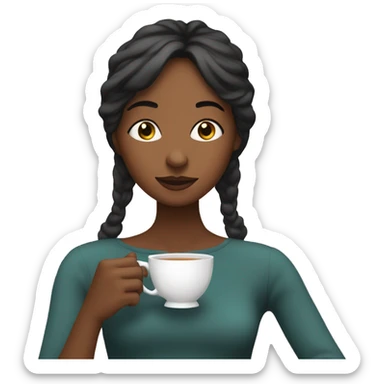 Girl sipping tea with eyes wide open sticker