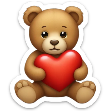 teddy bear holding a heart sticker