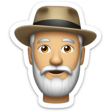A grandfather with a black dappled beard with a cyber voice on the right side of his hat. sticker
