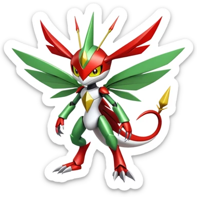 Cute Cool Edgy Shiny Ethereal Legendary Kartana-Digimon-Scizor-hybrid full body sticker