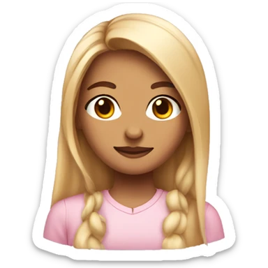 girl with half up half down long hair light pink shirt  sticker