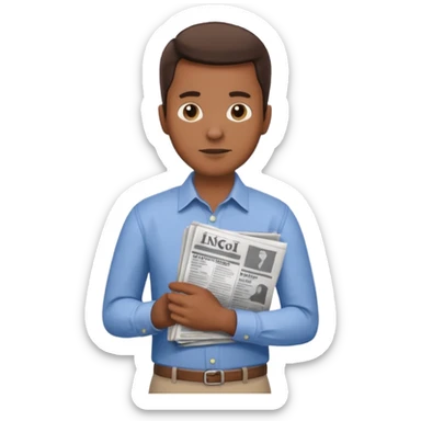 man newspaper under arm sticker