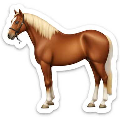 chestnut horse with a blaz sticker