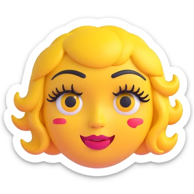 sassy yellow emoji face with long curled eyelashes, thick glossy lips, smirking expression, dramatic eyeshadow, side-eye look, bratty attitude, 3D emoji style sticker