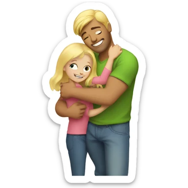 Blonde dad hugging blonde child sticker