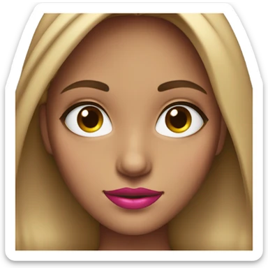 Pretty girl with brown eyes, long lashes, darkish blonde hair with hot pink front pieces  sticker