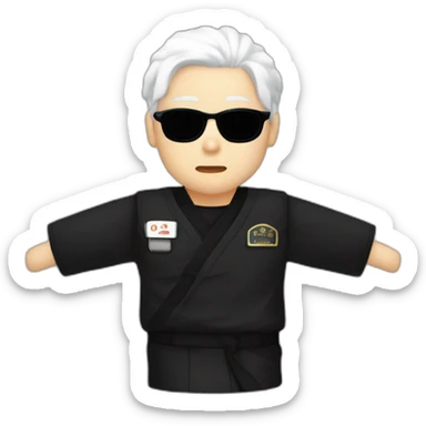 Gojo satoru white hair with round black sunglasses, black japanese uniform sticker