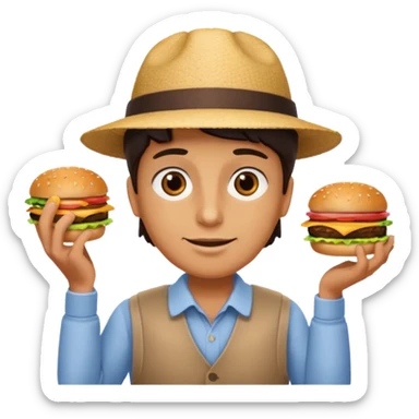 ordering a hamburguer on a restaurant sticker
