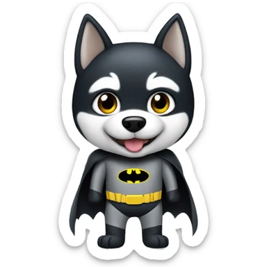 A husky dog dressed as Batman sticker