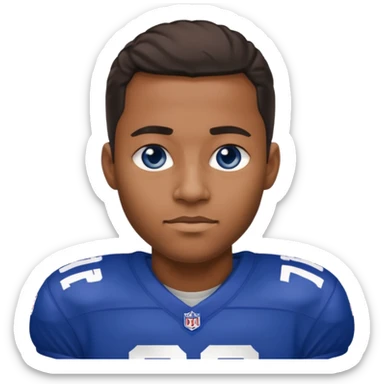 Black man with blue eyes in a NY giants jersey sticker