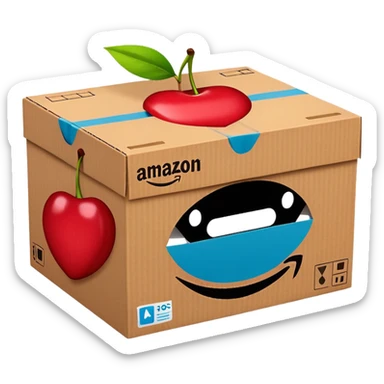 caja de Amazon prime color cherry red sticker