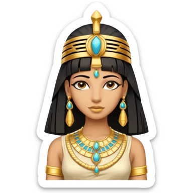 fullbody Cleopatra, high-detailed, realistic, front view, with golden jewelry sticker