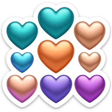 I need a teal, orange , purple, and rose gold Heart emoji  sticker
