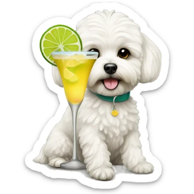 Maltipoo drinking margarita  sticker