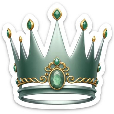 silver feminine crown with moss agate sticker