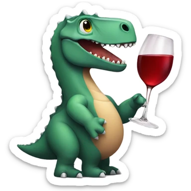 Dinosaur drinking wine sticker