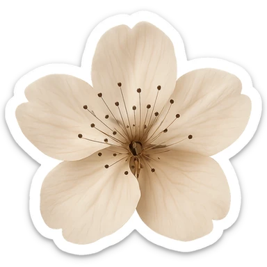 show  one beige cherry blossom without a stem , remove background sticker