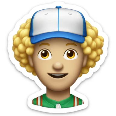 Blonde male clown with baseball cap sticker