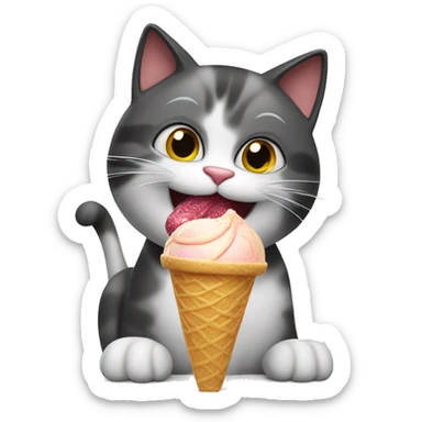 Cat licking ice cream  sticker