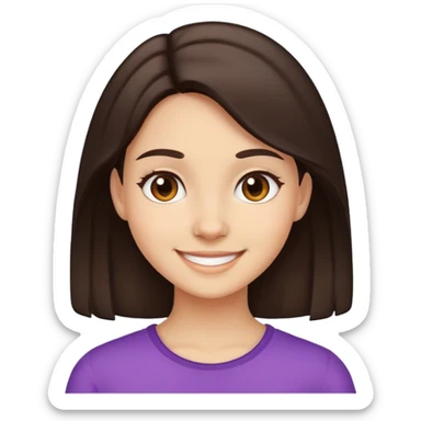 smiling girl with dark brown hair sticker