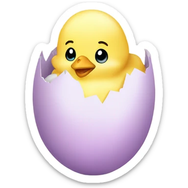 Pastel yellow chick hatching from egg  sticker