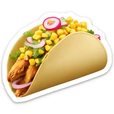 Chicken taco topped with corn and radish shreds sticker