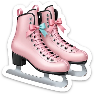 two pastel pink ice skates with bows sticker