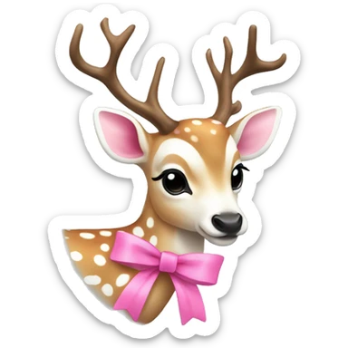 Cute fallow deer with pink bow sticker