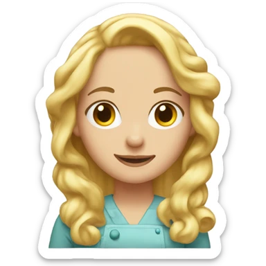 A long blonde haired girl baking Christmas cookies sticker