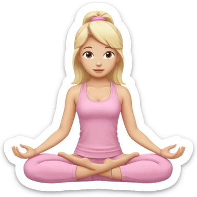 blonde yoga girl light pink clothes n sticker