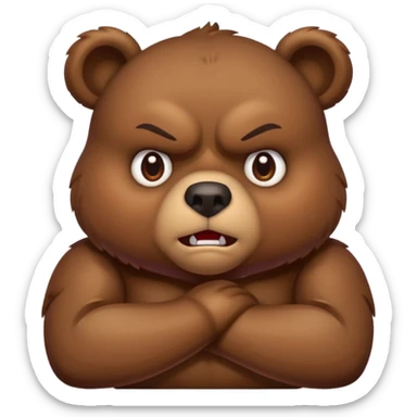 Full Beary puffed cheeks, furrowed brows, tiny anger vein, crossed arms, exaggerated cartoon rage, vibrant colors sticker