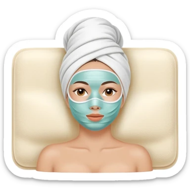 Lady with face mask spa beauty full face relaxing sticker