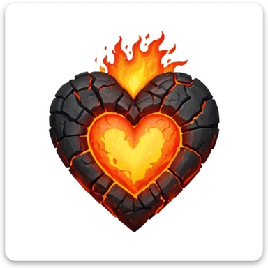 volcanic eruption themed heart sticker