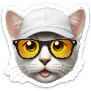 cat wearing a cap and sunglasses filming a hollywood movie sticker