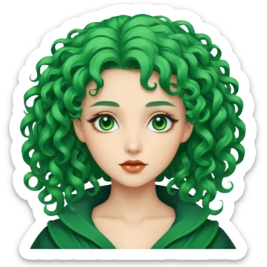 curly green haired fantasy woman sticker