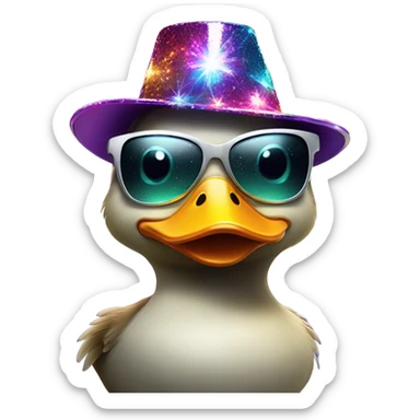 Duck at disco party sticker
