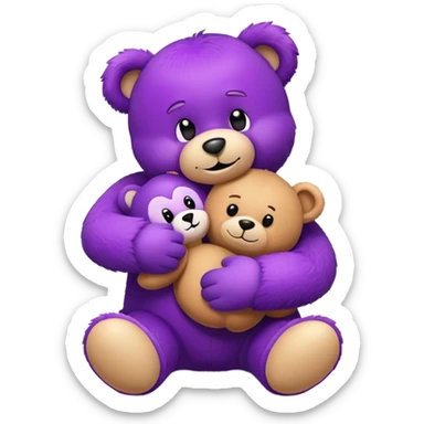 Grimace from McDonald's hugging a teddy bear sticker