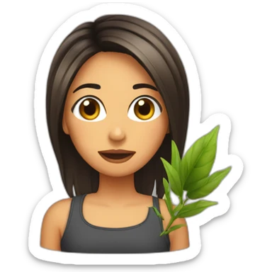 Chica cabello corto abrazando planta  sticker