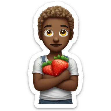 cloudwatching in tank top holding a strawberry sticker