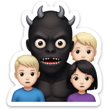 do me a black monster with kids around him sticker