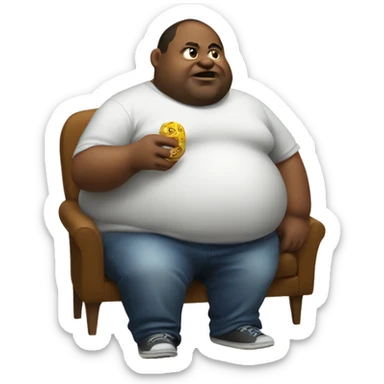 Fat man playing games sticker