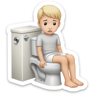 A little boy with his head stuck in a toilet  sticker