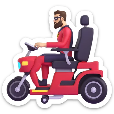 sleek superhero vehicle with hairy exterior, beard-fiber wheels, barber chair cockpit sticker