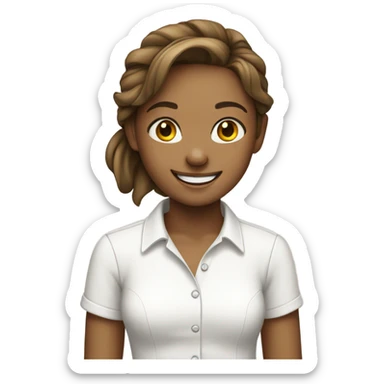 smiling girl in white shirt sticker