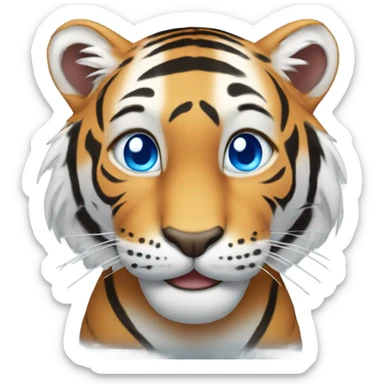 Smiling tiger with blue eyes sticker