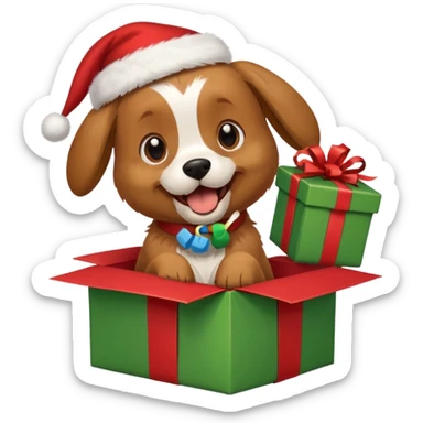 Dog opening Christmas present  sticker